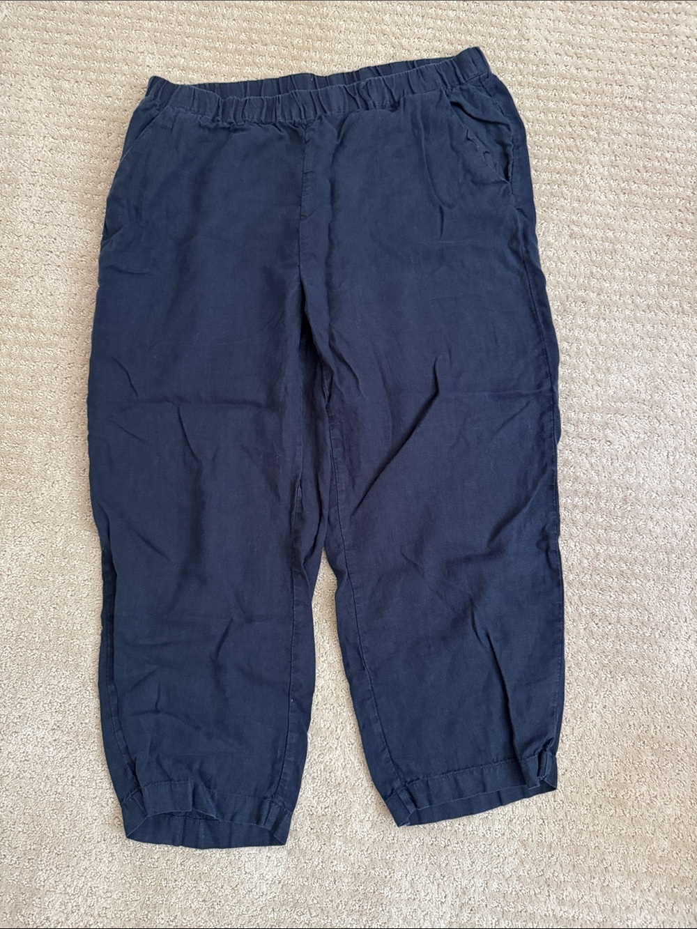 Quince | 100% Linen Pants in Deep Navy Blue Relaxed Fit Pull-on | Size XL